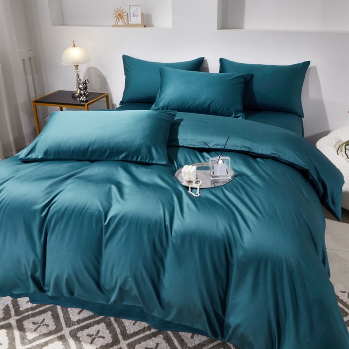 91家纺网 家纺一手货源 找家纺 晶缦家纺 2024新款全棉60支贡缎长绒棉纯色多规格四件套和单品-琅夕系列 单被套 琅夕-猫眼绿