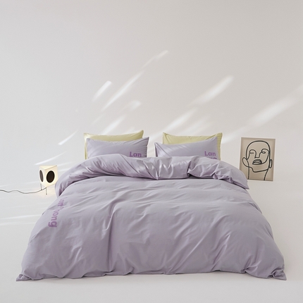 91家纺网 家纺一手货源 找家纺 8小时 2024新款40S懒虫四件套系列---四件套 懒虫-紫