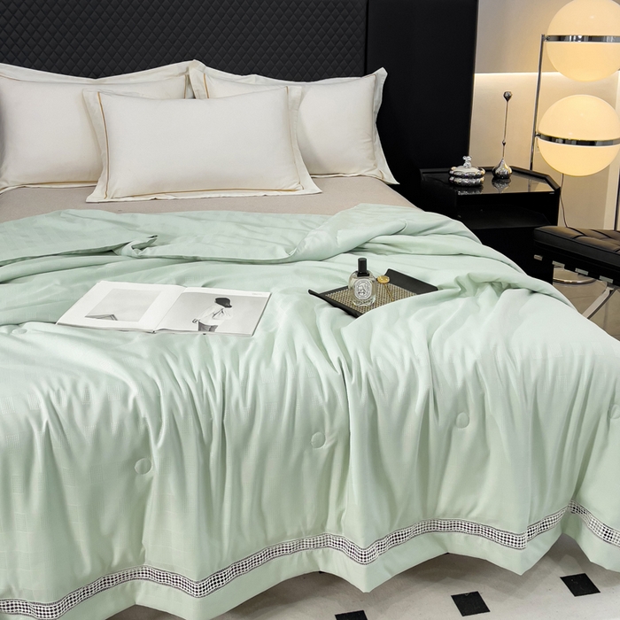 91家纺网 家纺一手货源 找家纺 （总）优姿家纺  2024新品凉感生态提花大豆镂空抑菌夏被