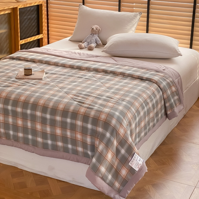 91家纺网 家纺一手货源 找家纺 梦恬佳2024新款无印风水洗棉夏被-春野橘