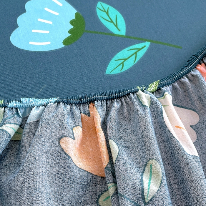 91家纺网 家纺一手货源 找家纺 洺兰家居 2025新款全棉喷气印花单床笠纯棉小清新花卉北欧风床套/枕套 洛洛繁花蓝