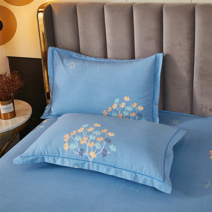 91家纺网 家纺一手货源 找家纺 尚帛 2024新款新疆棉磨毛印花单品枕套 一鹿相伴-蓝