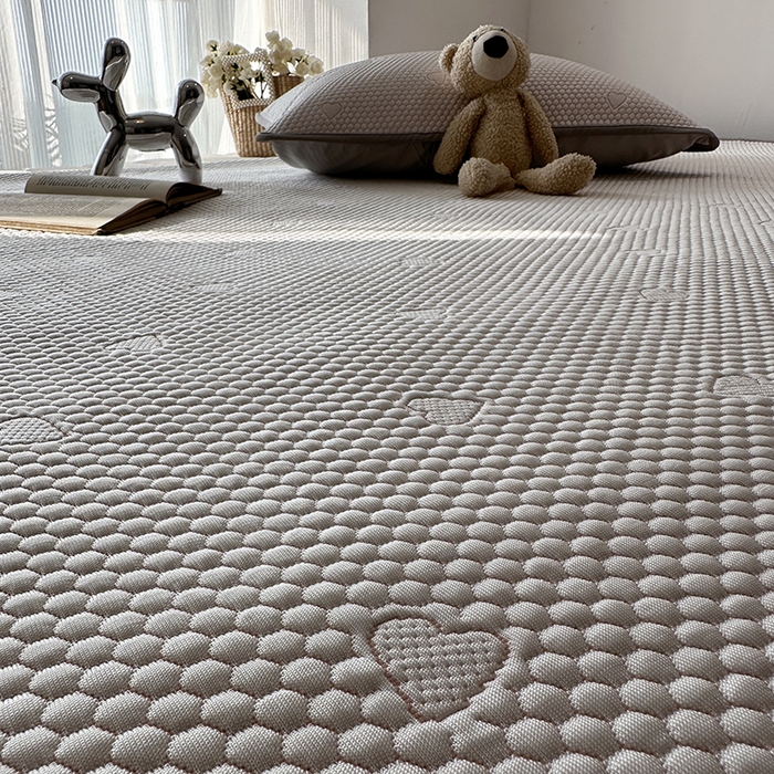 91家纺网 家纺一手货源 找家纺 千朵  2024新款床笠款3D凉感豆豆凉席 爱心粉