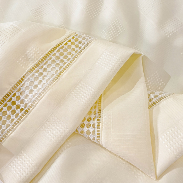 91家纺网 家纺一手货源 找家纺 优姿家纺  2024新品凉感生态提花大豆镂空抑菌夏被 格调优美-杏仁黄