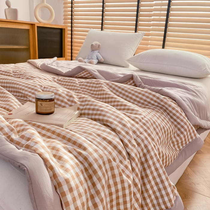 91家纺网 家纺一手货源 找家纺 梦恬佳2024新款无印风水洗棉夏被-米小格