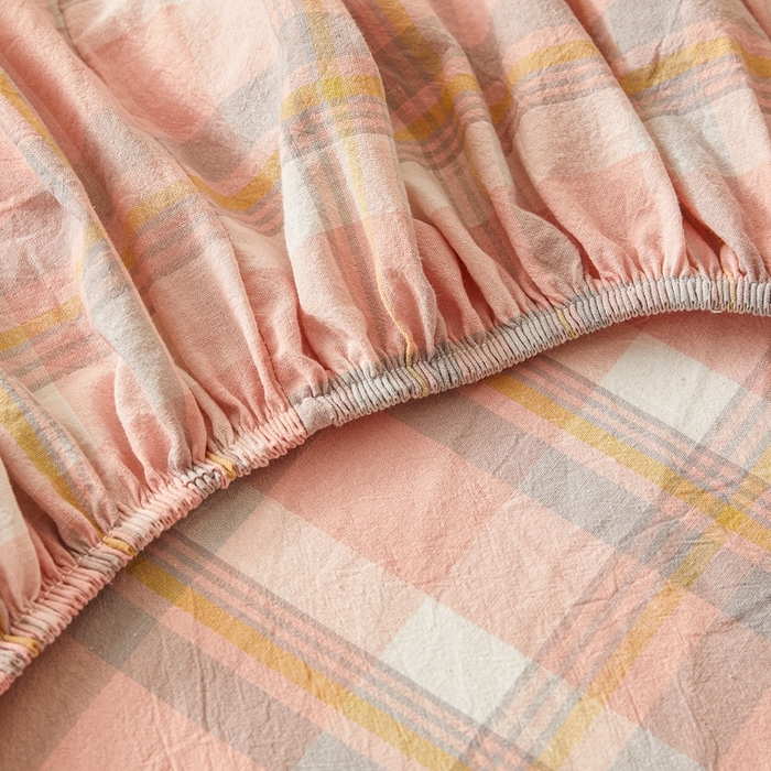 91家纺网 家纺一手货源 找家纺 喜居 2024新款A类色织纯棉水洗棉100%新疆棉全棉床笠 小黑格