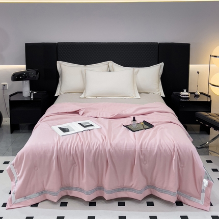 优姿家纺  2024新品凉感生态提花大豆镂空抑菌夏被 格调优美-豆沙