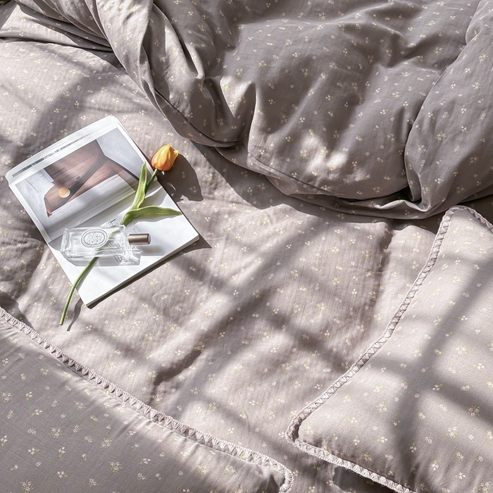 91家纺网 家纺一手货源 找家纺 洋铭区（原狠狠爱） 2024新款全棉双层纱四件套 清雅紫花