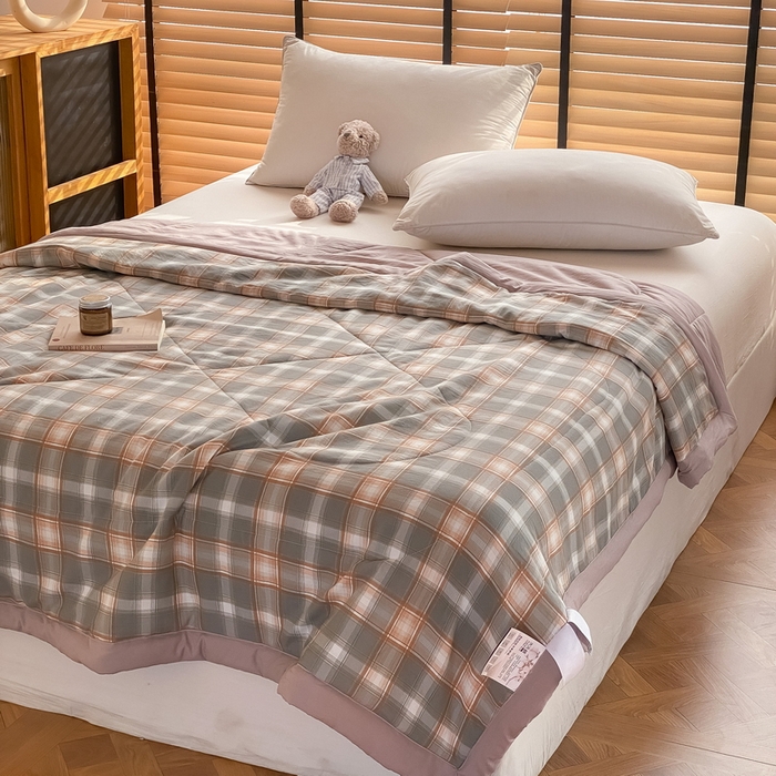 91家纺网 家纺一手货源 找家纺 梦恬佳2024新款无印风水洗棉夏被-春野橘