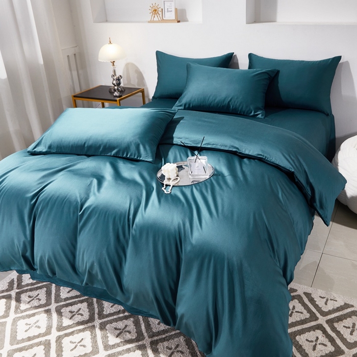 91家纺网 家纺一手货源 找家纺 晶缦家纺 2024新款全棉60支贡缎长绒棉纯色多规格四件套和单品-琅夕系列 单被套 琅夕-猫眼绿