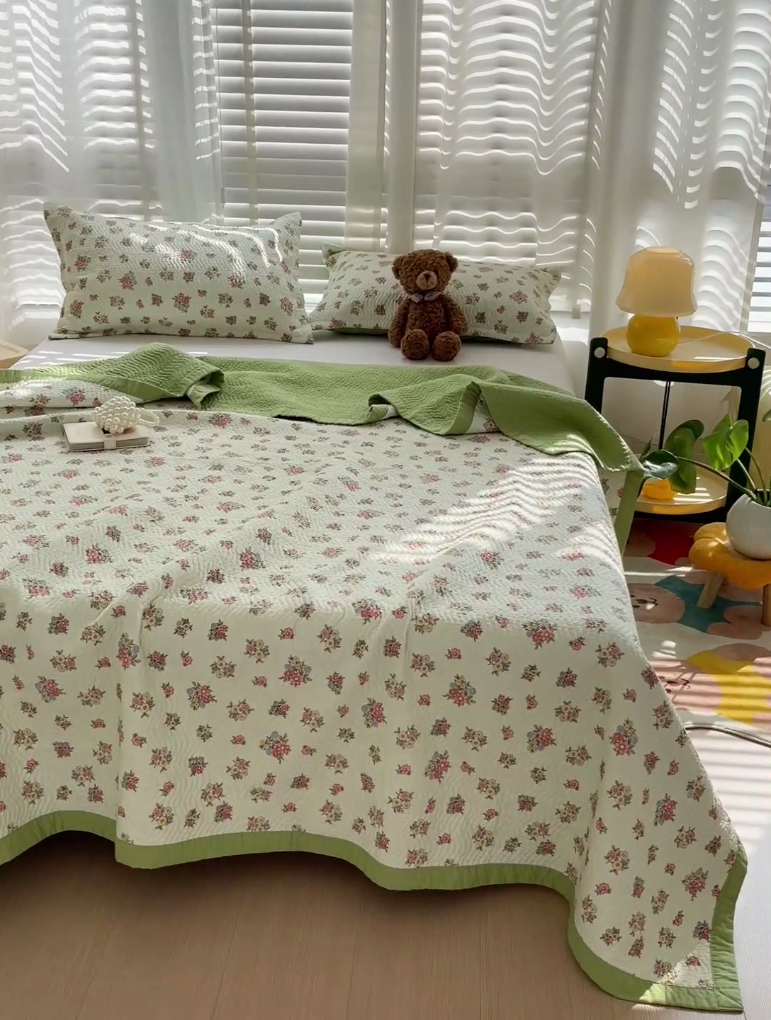 91家纺网 家纺一手货源 找家纺 胜权家纺 2024新款A类60支双面全棉高温水洗夹棉床盖三件套 梵雅