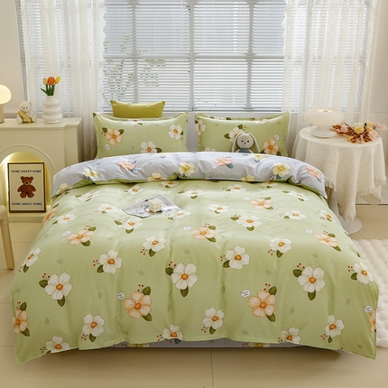 91家纺网 家纺一手货源 找家纺 （总）2024新款小清新ins风芦荟棉亲肤棉磨毛四件套植物羊绒直播