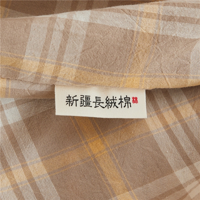 91家纺网 家纺一手货源 找家纺 喜居 2024新款A类色织纯棉水洗棉100%新疆棉全棉床笠 麦田咖