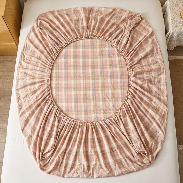 91家纺网 家纺一手货源 找家纺 喜居 2024新款A类色织纯棉水洗棉100%新疆棉全棉床笠 小黑格