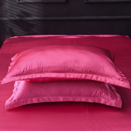 经年 2024新款特价款丝绸冰丝单品套件系列 单枕套 玫红