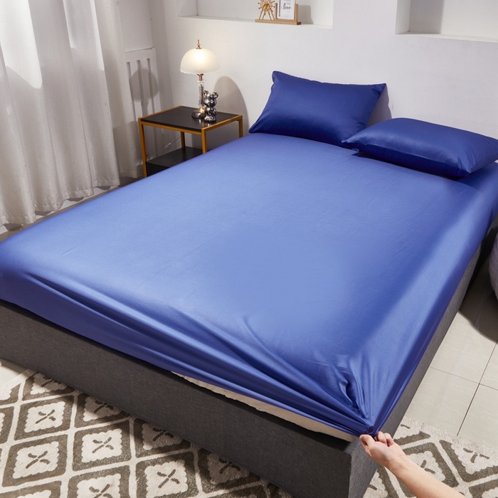 91家纺网 家纺一手货源 找家纺 （总）晶缦家纺 2025新款全棉60支贡缎长绒棉纯色多规格四件套和单品-琅夕系列 单床笠