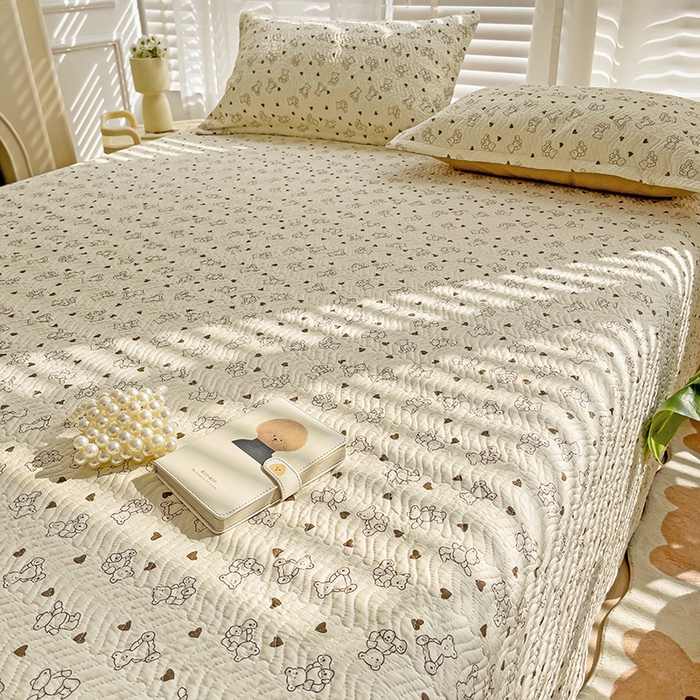 91家纺网 家纺一手货源 找家纺 2024新款A类60支双面全棉高温水洗夹棉单床盖填充新疆棉花 乖乖熊