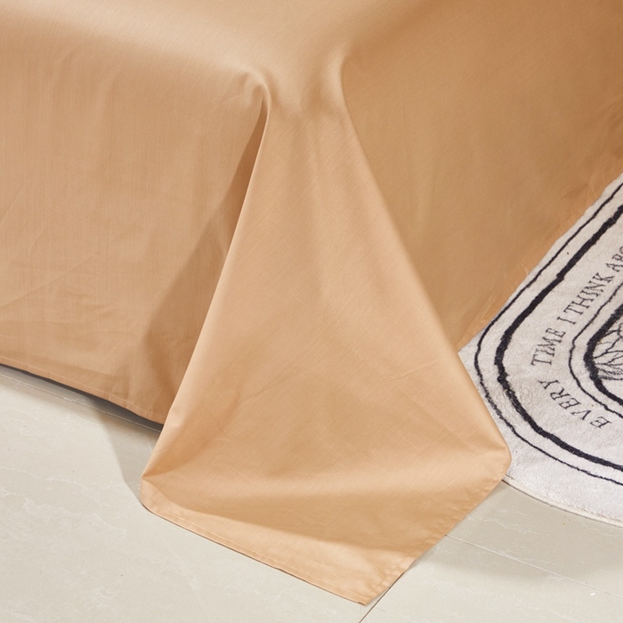 91家纺网 家纺一手货源 找家纺 晶缦家纺 2024新款喷气全棉13376纯棉斜纹纯色多规格四件套和单品-沐色系列 单床单 沐色-卡其