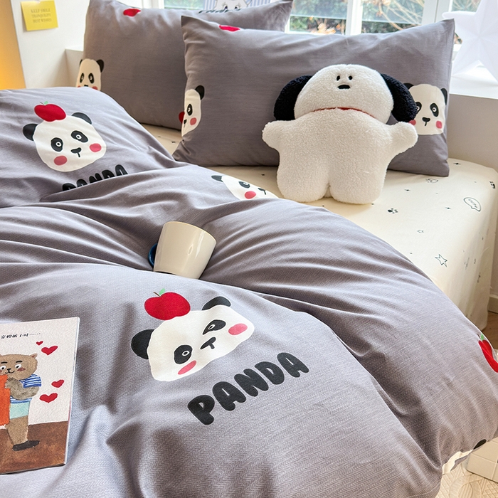 91家纺网 家纺一手货源 找家纺 怡家居 2024新品春款全棉印花四件套第一批花色-卡通类萌宝熊猫