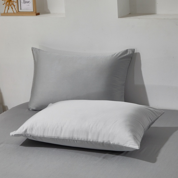 91家纺网 家纺一手货源 找家纺 晶缦家纺 2024新款全棉60支贡缎长绒棉纯色多规格四件套和单品-琅夕系列 单枕套 琅夕-奥丁灰