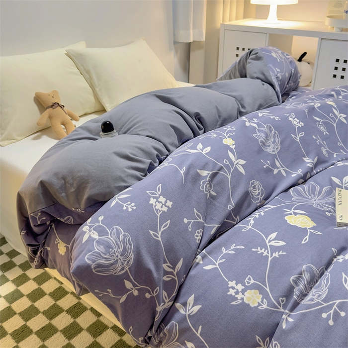 91家纺网 家纺一手货源 找家纺 尚帛 2024新款新疆棉磨毛印花单品被套 艾米尔-蓝