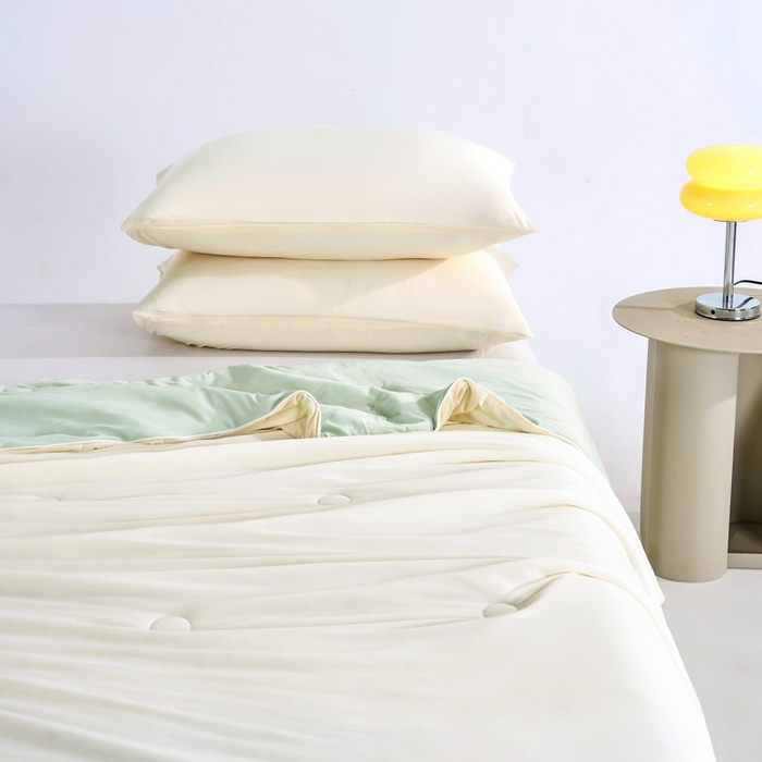 91家纺网 家纺一手货源 找家纺 梦恬佳2024新款A类冰淇凌凉感丝夏被 奶油杏