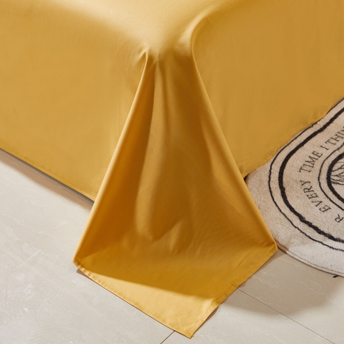 91家纺网 家纺一手货源 找家纺 晶缦家纺 2024新款喷气全棉13376纯棉斜纹纯色多规格四件套和单品-沐色系列 单床单 沐色-杏黄