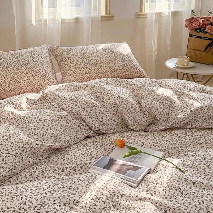 91家纺网 家纺一手货源 找家纺 洋铭区（原狠狠爱） 2024新款全棉双层纱四件套 小海棠