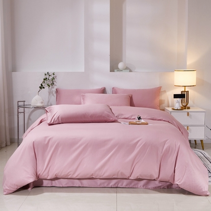 晶缦家纺 2024新款喷气全棉13376纯棉斜纹纯色多规格四件套和单品-沐色系列 单被套 沐色-脏脏粉