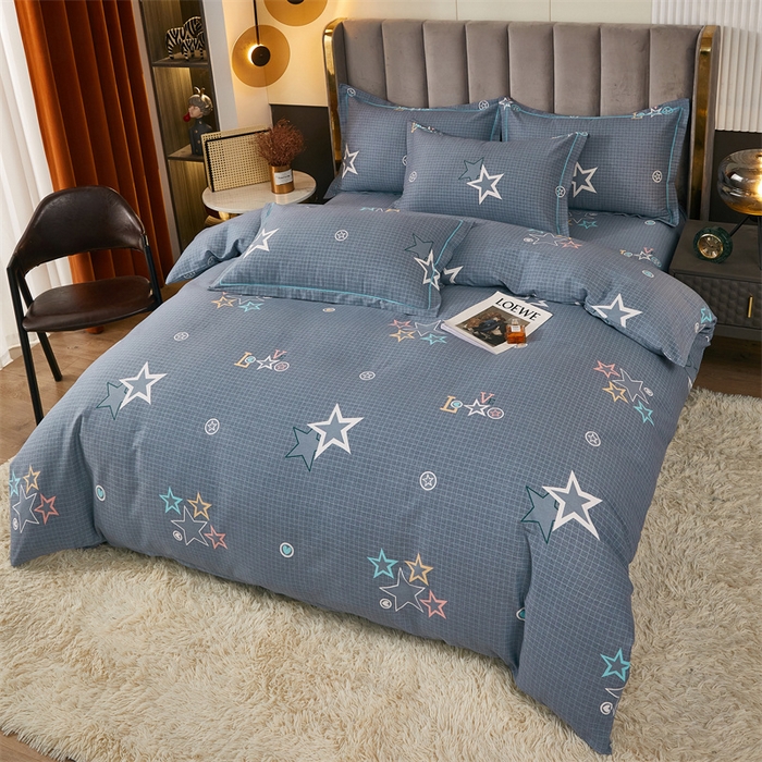 91家纺网 家纺一手货源 找家纺 尚帛 2024新款新疆棉磨毛印花单品被套 星光耀-灰