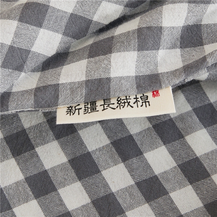 91家纺网 家纺一手货源 找家纺 喜居 2024新款A类色织纯棉水洗棉100%新疆棉全棉床笠 灰小格