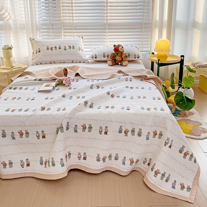 91家纺网 家纺一手货源 找家纺 2024新款A类60支双面全棉高温水洗夹棉单床盖填充新疆棉花 好朋友