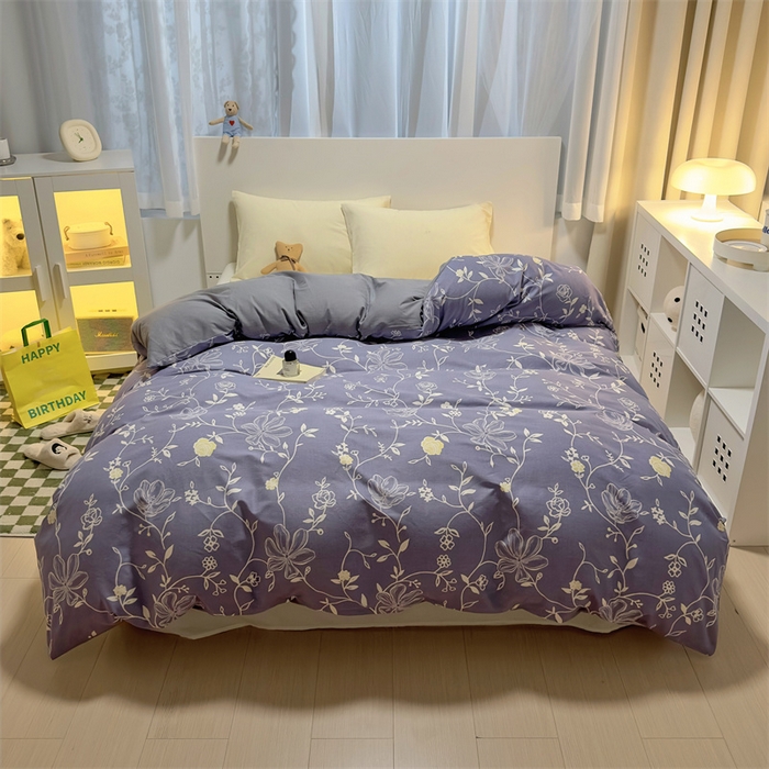 91家纺网 家纺一手货源 找家纺 尚帛 2024新款新疆棉磨毛印花单品被套 艾米尔-蓝