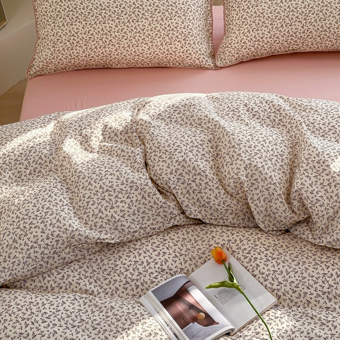 91家纺网 家纺一手货源 找家纺 洋铭区（原狠狠爱） 2024新款全棉双层纱四件套 小海棠