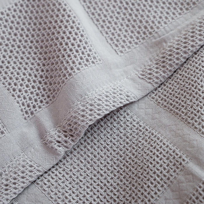 91家纺网 家纺一手货源 找家纺 朴尔家纺 2024新款全棉质朴方格风立体华夫格透气纱布毛巾被 方格华夫格-灰