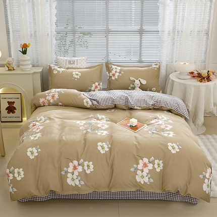 2024新款小清新ins风芦荟棉亲肤棉磨毛四件套植物羊绒直播 一帘幽梦