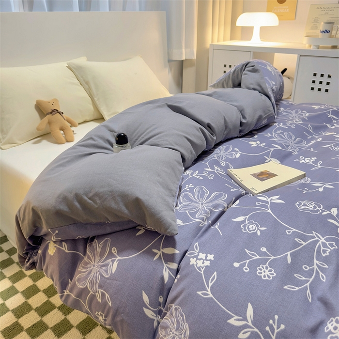 91家纺网 家纺一手货源 找家纺 尚帛 2024新款新疆棉磨毛印花单品被套 艾米尔-蓝