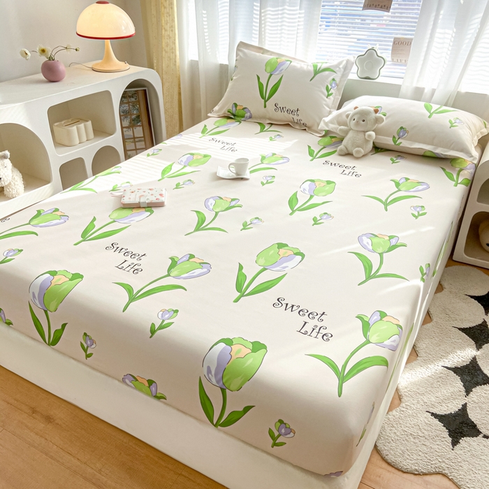 91家纺网 家纺一手货源 找家纺 久云居2024A类印花磨毛防水床笠 郁金香