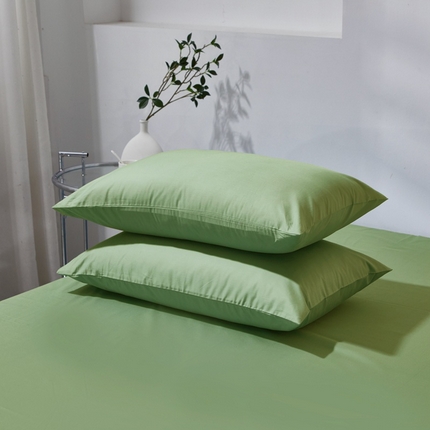 晶缦家纺 2024新款喷气全棉13376纯棉斜纹纯色多规格四件套和单品-沐色系列 单枕套 沐色-抹茶绿