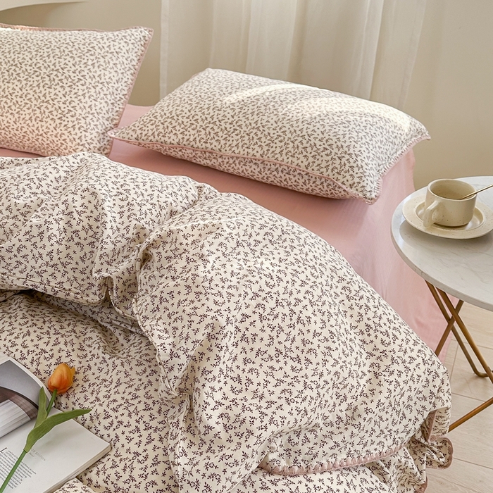 91家纺网 家纺一手货源 找家纺 洋铭区（原狠狠爱） 2024新款全棉双层纱四件套 小海棠