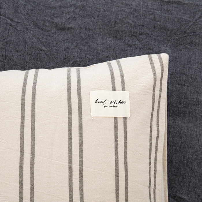 91家纺网 家纺一手货源 找家纺 大黄蜂家居家纺 2025新款日式纯棉水洗棉信封式枕套 复古绿条