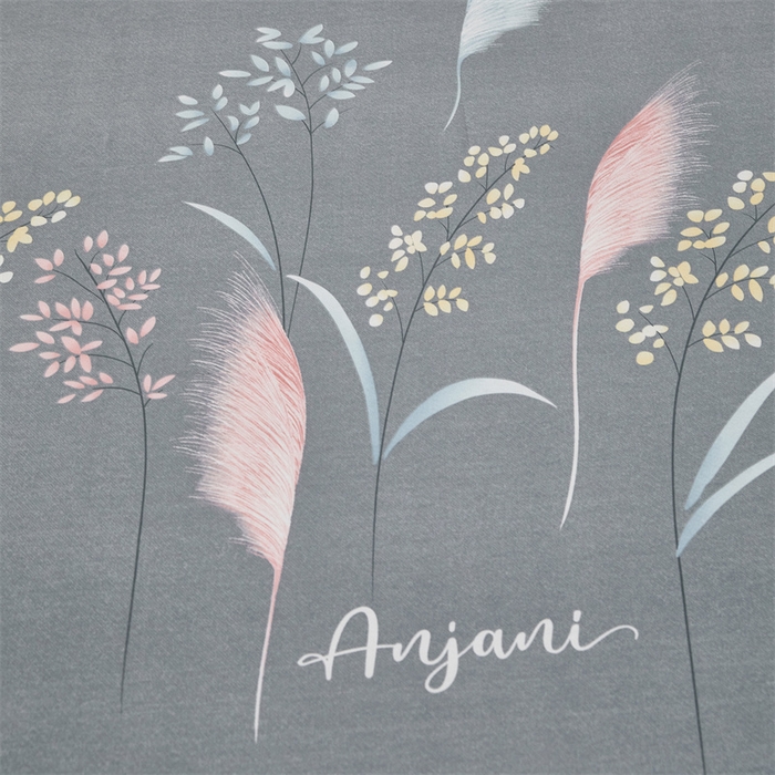 91家纺网 家纺一手货源 找家纺 尚帛 2024新款新疆棉磨毛印花单品枕套 云梦花间（灰）