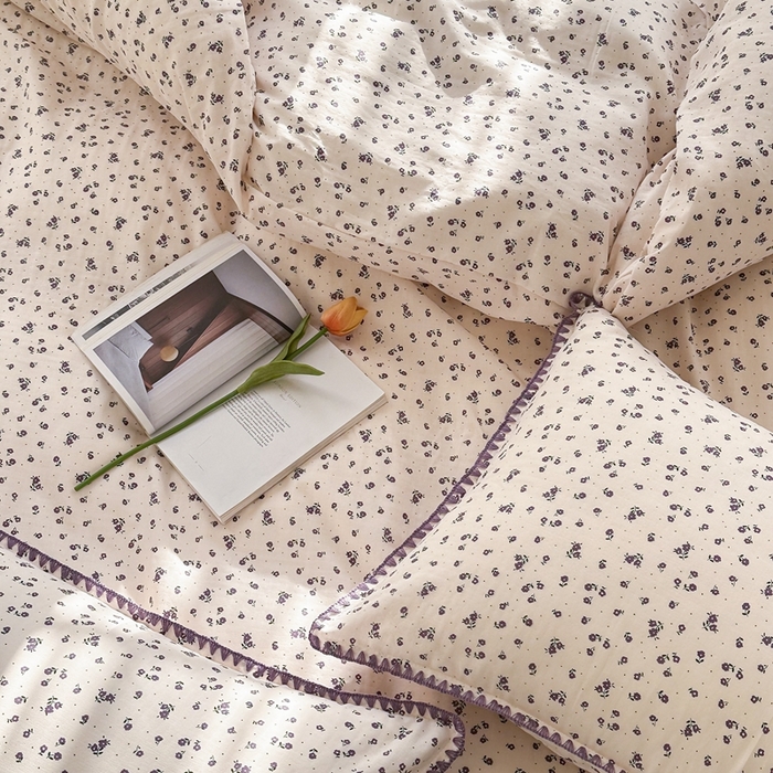 91家纺网 家纺一手货源 找家纺 洋铭区（原狠狠爱） 2024新款全棉双层纱四件套 幸运小花