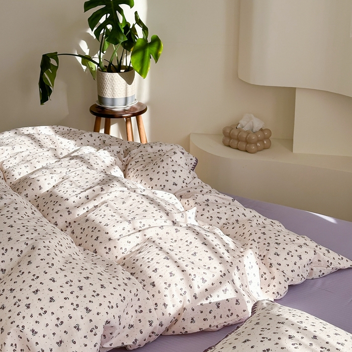 91家纺网 家纺一手货源 找家纺 洋铭区（原狠狠爱） 2024新款全棉双层纱四件套 幸运小花