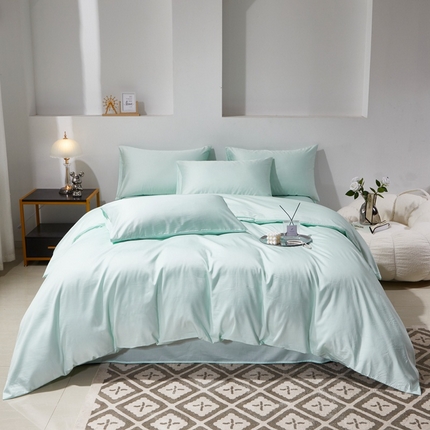 91家纺网 家纺一手货源 找家纺 （总）晶缦家纺 2025新款全棉60支贡缎长绒棉纯色多规格四件套和单品-琅夕系列 四件套