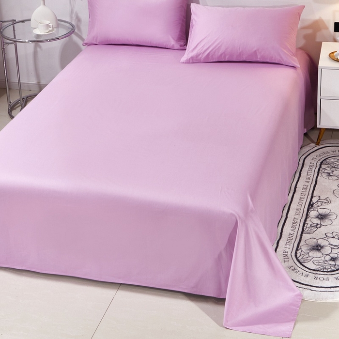 91家纺网 家纺一手货源 找家纺 晶缦家纺 2024新款喷气全棉13376纯棉斜纹纯色多规格四件套和单品-沐色系列 单床单 沐色-浅紫