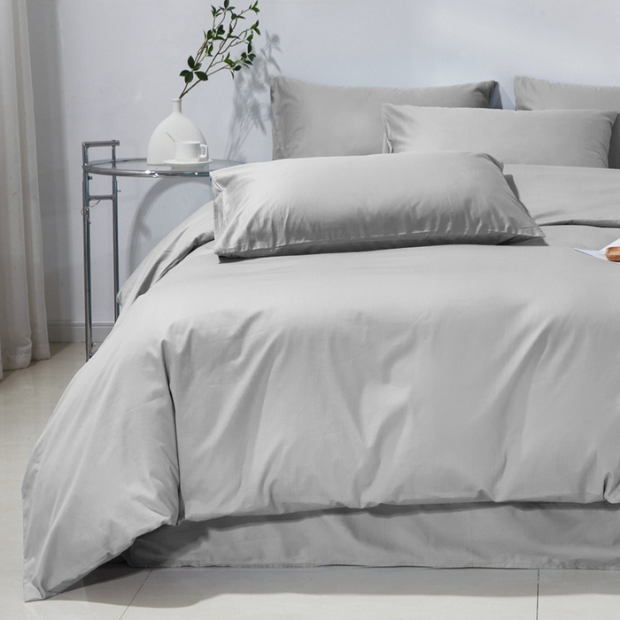 91家纺网 家纺一手货源 找家纺 晶缦家纺 2024新款喷气全棉13376纯棉斜纹纯色多规格四件套和单品-沐色系列 四件套 沐色-典雅灰