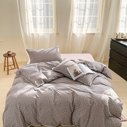 洋铭区（原狠狠爱） 2024新款全棉双层纱四件套 清雅紫花