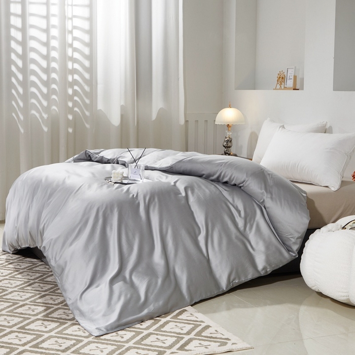 91家纺网 家纺一手货源 找家纺 （总）晶缦家纺 2025新款全棉60支贡缎长绒棉纯色多规格四件套和单品-琅夕系列 四件套