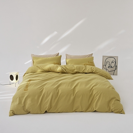 91家纺网 家纺一手货源 找家纺 8小时 2024新款40S懒虫四件套系列---四件套 懒虫-黄